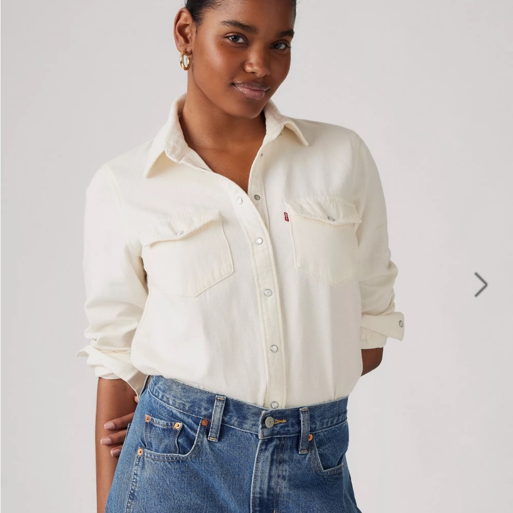 Levi’s White (Ecru) Western Long Sleeve Snap-Up Shirt - Picture 3 of 11